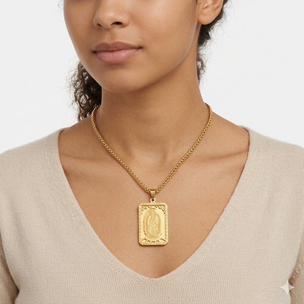 Colar Aço Inoxidável - Nossa Senhora de Guadalupe Dourado