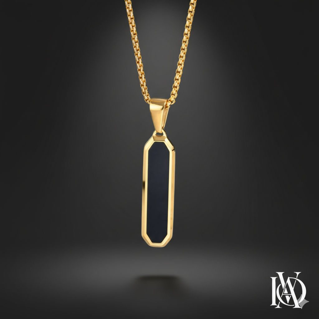 Colar Masculino - Pedra Negra