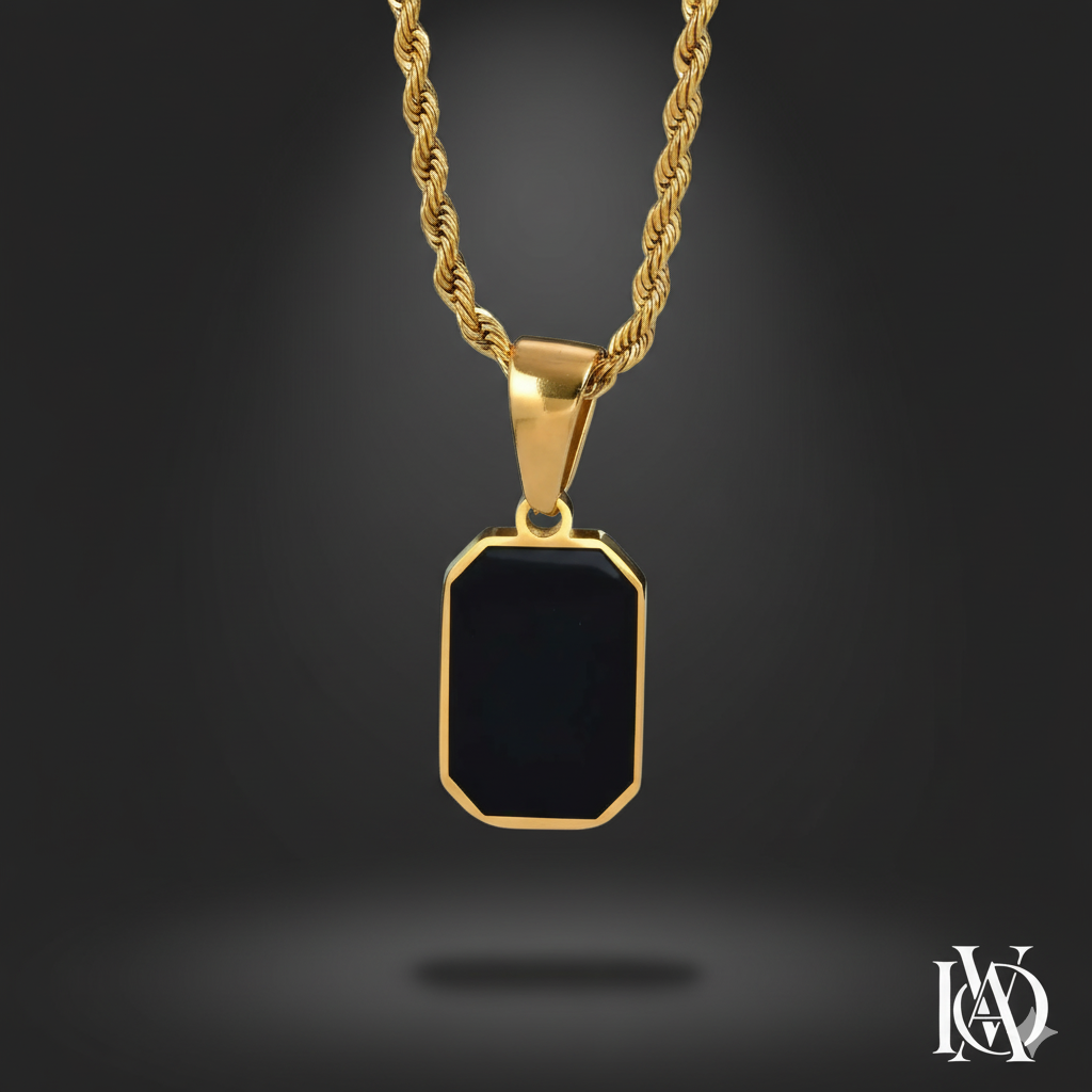 Colar Masculino - Pedra Negra