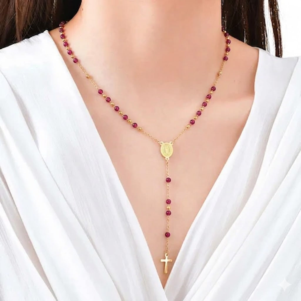 Terço Colar Feminino - Vermelho