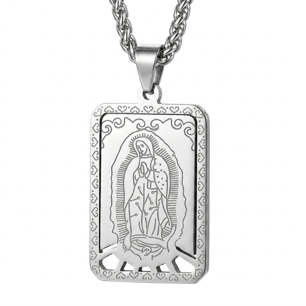 Colar Aço Inoxidável - Nossa Senhora de Guadalupe Prata