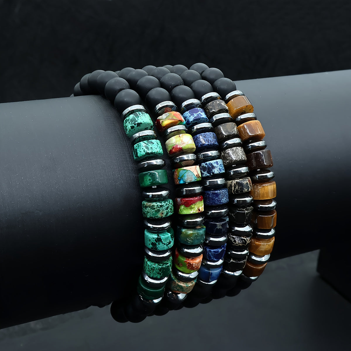 Pulseira Miçanga Marmorizada - Imperador - Fina