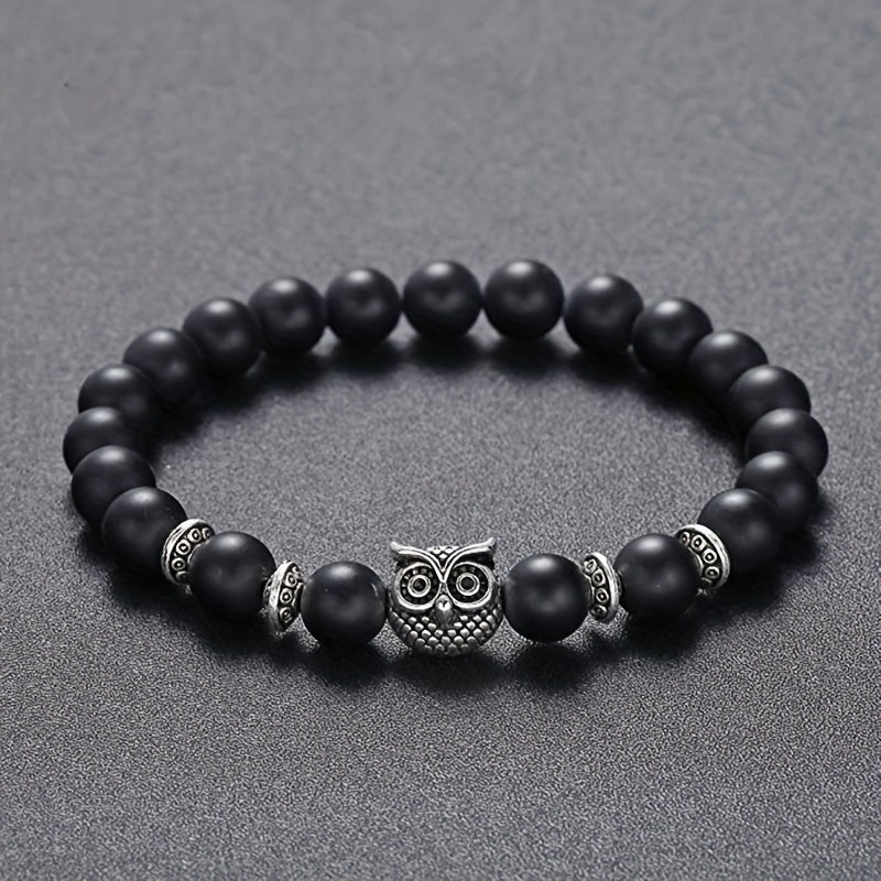 Pulseira Metálica e Miçanga - Coruja Cósmica