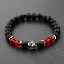 Pulseira Metálica e Miçanga - Coruja Cósmica