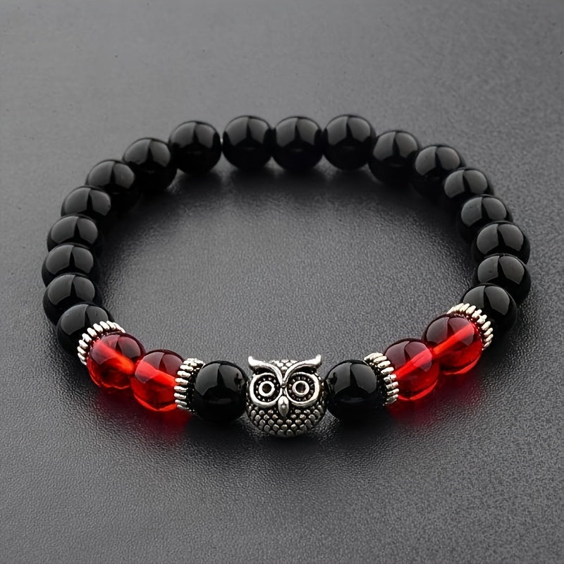 Pulseira Metálica e Miçanga - Coruja Cósmica