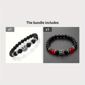 Pulseira Metálica e Miçanga - Coruja Cósmica