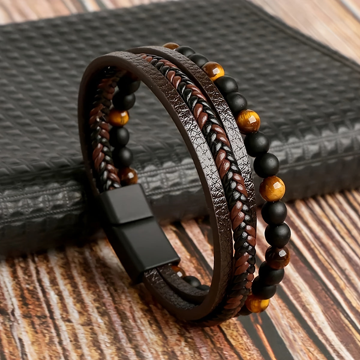 Pulseira de Couro Magnética - Caída do Outono