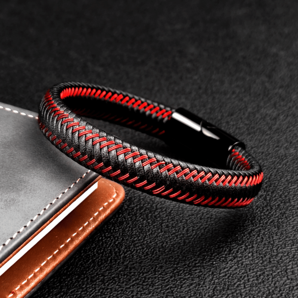 Pulseira de Couro Magnética - The RedLine