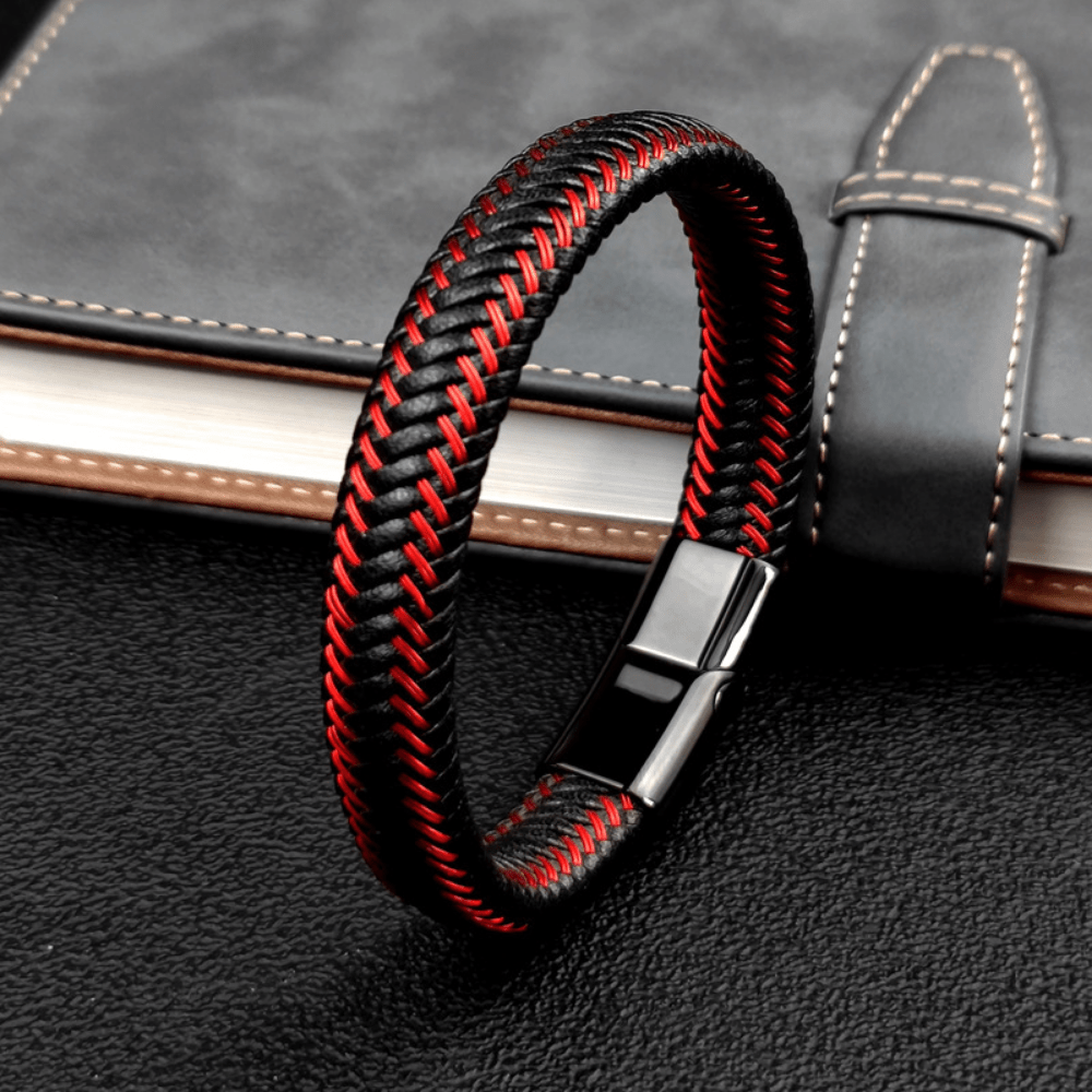 Pulseira de Couro Magnética - The RedLine