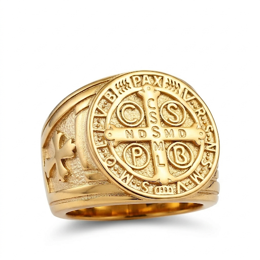 Anel Medalha de São Bento - Dourado