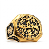 Anel Medalha de São Bento - Dourado e Preto