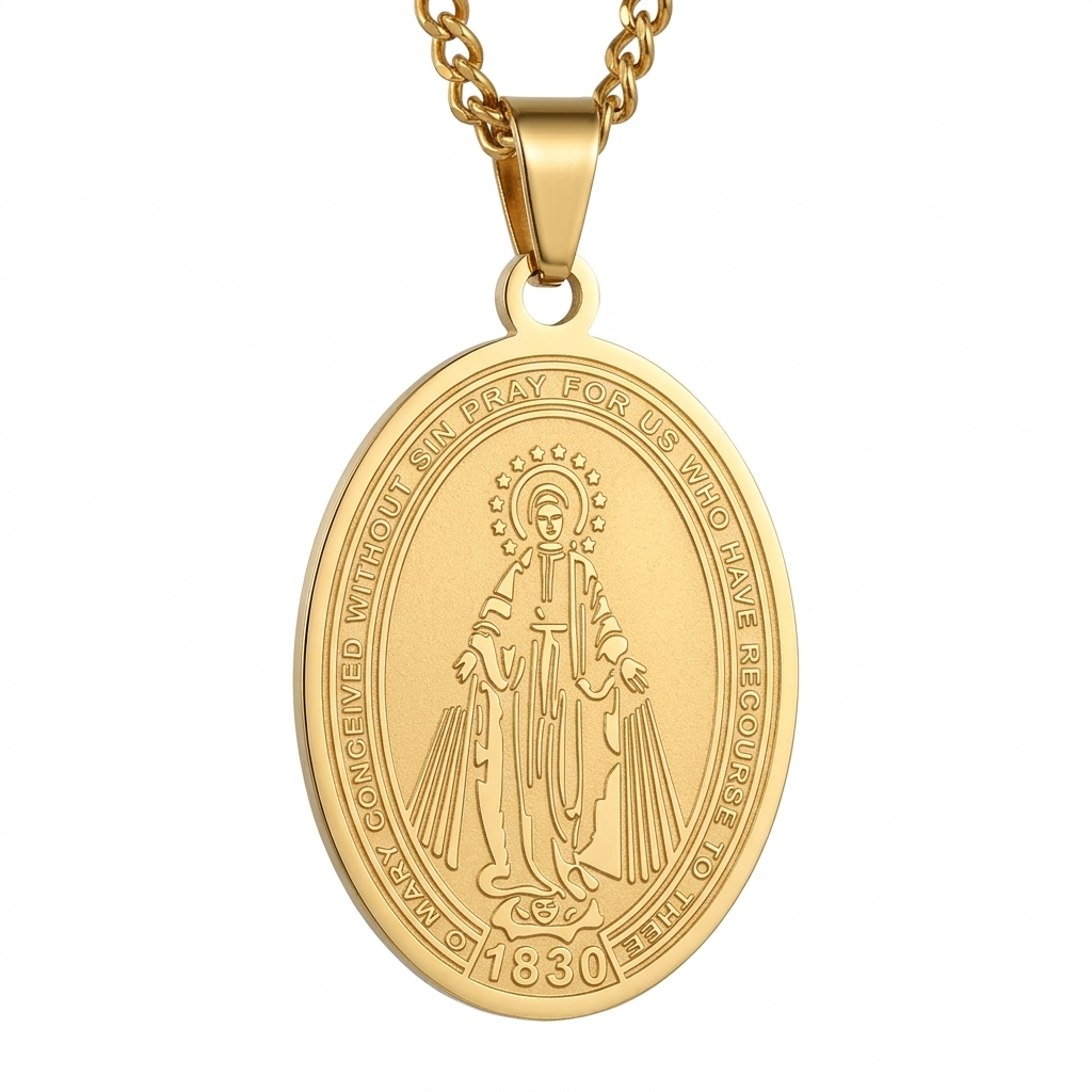 Colar Aço Inoxidável Nossa Senhora das Graças - Dourado