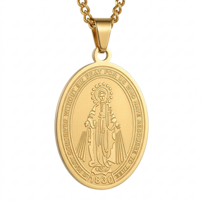Colar Aço Inoxidável Nossa Senhora das Graças - Dourado