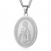 Colar Aço Inoxidável Nossa Senhora das Graças - Prata