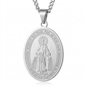 Colar Aço Inoxidável Nossa Senhora das Graças - Prata