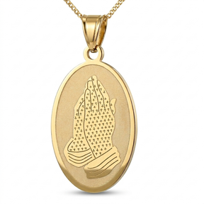 Colar Aço Inoxidável Mãos em Prece - Dourado