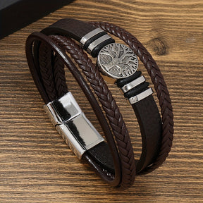 Pulseira de Couro Magnética - Árvore dos Nove Reinos