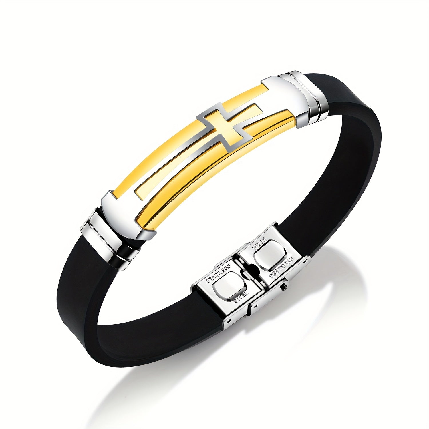 Pulseira de Couro - Cruz em Titânio
