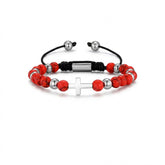 Pulseira Masculina Regulável - Miçangas - Cruz Sagrada