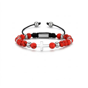 Pulseira Masculina Regulável - Miçangas - Cruz Sagrada