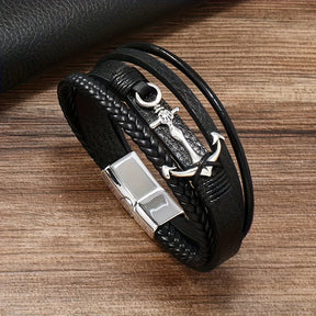 Pulseira de Couro e Pingente de Âncora - Naufrágio
