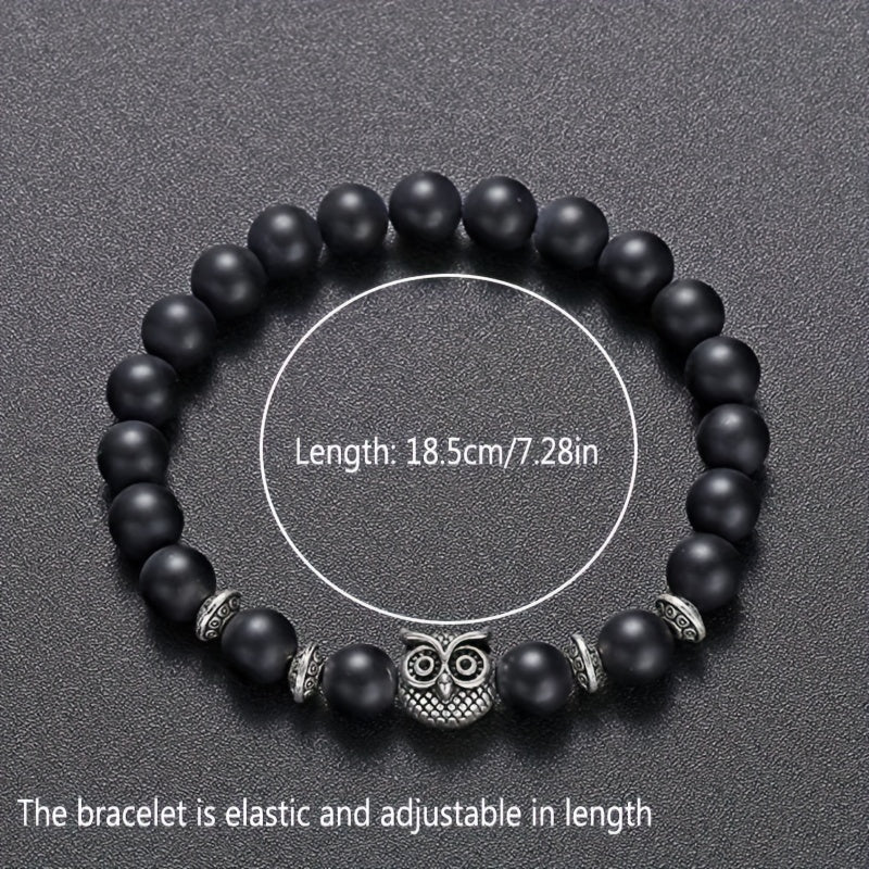 Pulseira Metálica e Miçanga - Coruja Cósmica