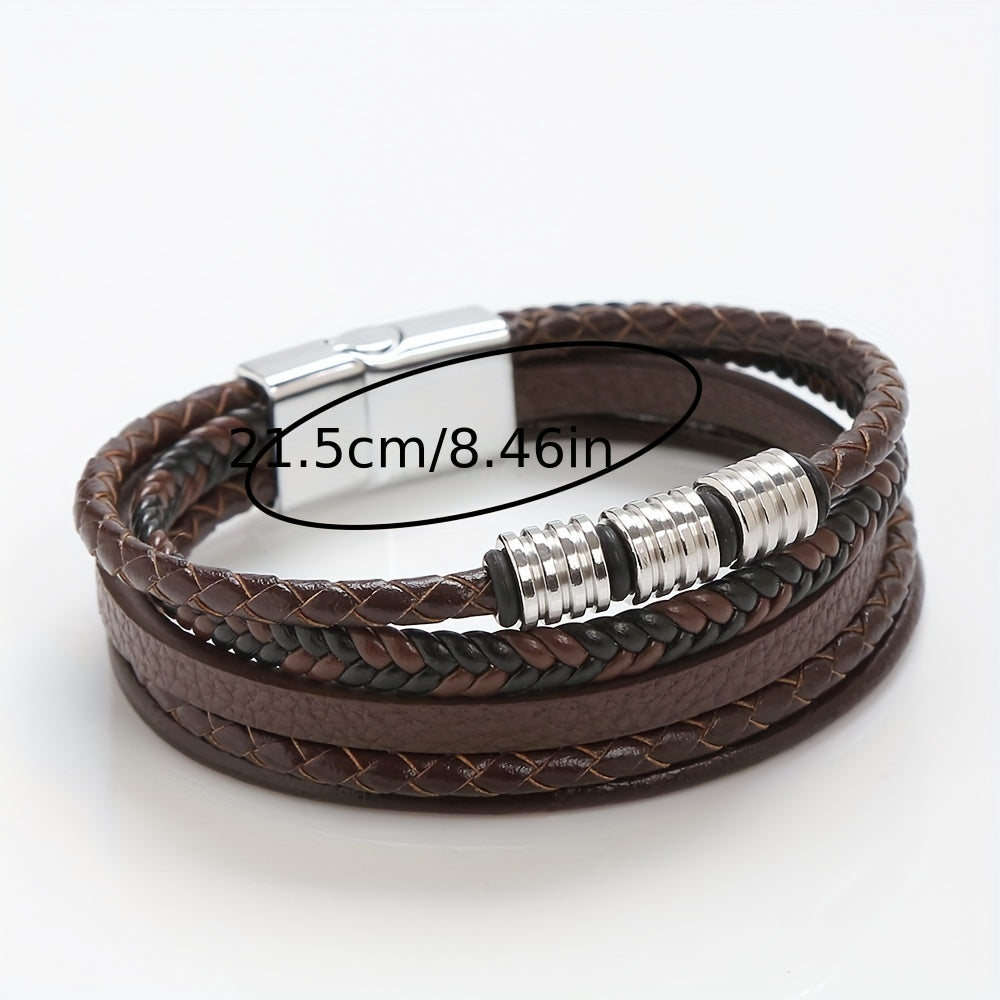 Pulseira de Couro e Metal - Brown