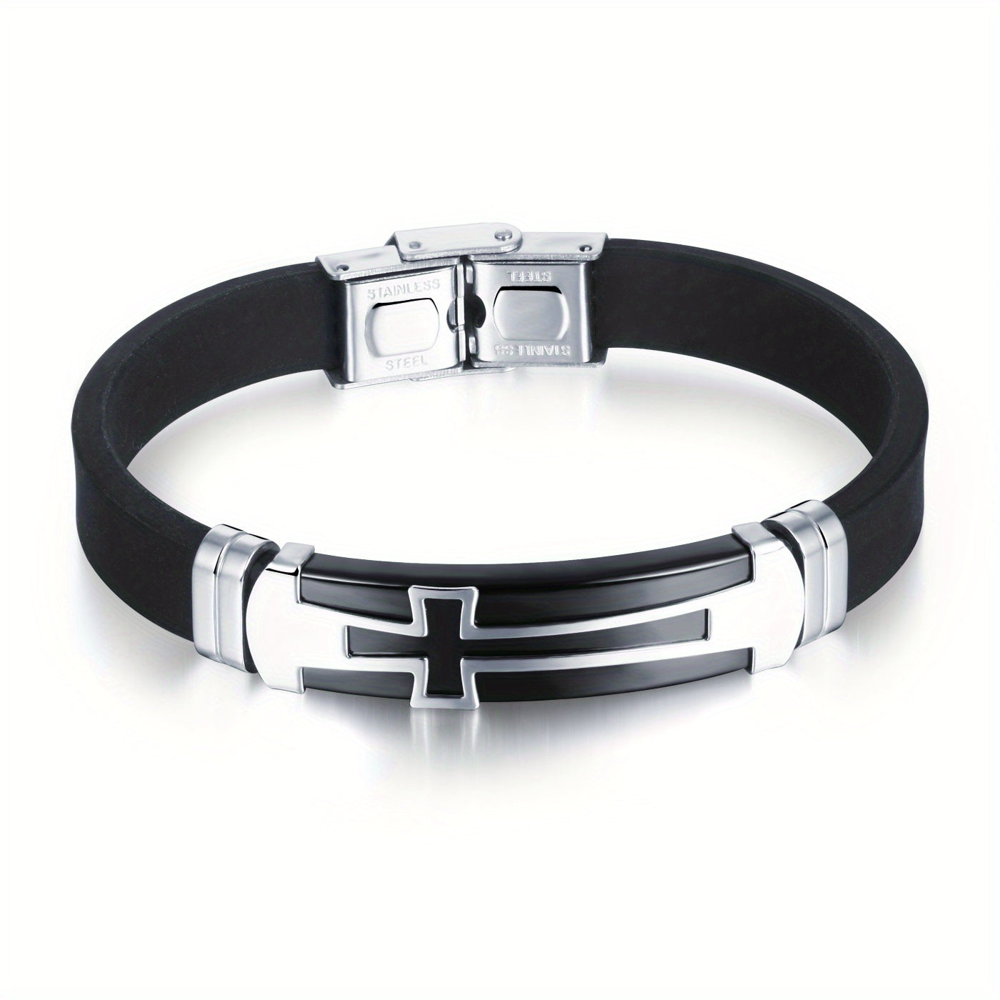 Pulseira de Couro - Cruz em Titânio