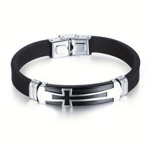 Pulseira de Couro - Cruz em Titânio