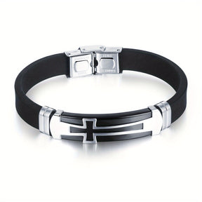 Pulseira de Couro - Cruz em Titânio