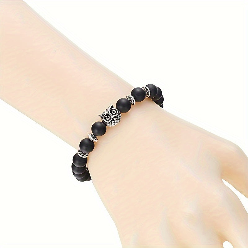 Pulseira Metálica e Miçanga - Coruja Cósmica