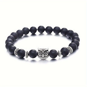 Pulseira Metálica e Miçanga - Coruja Cósmica