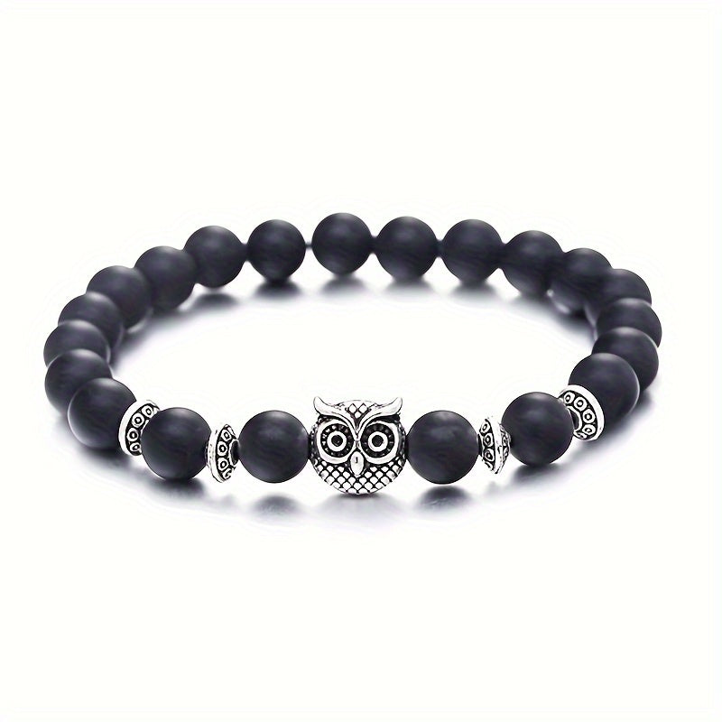 Pulseira Metálica e Miçanga - Coruja Cósmica