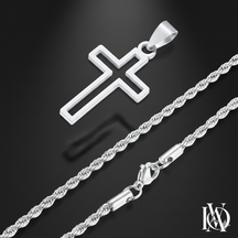 Colar Masculino - Pingente Cruz Vazada