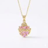 Colar Feminino Aço Inoxidável Sagrado Coração Majestoso - Rosa