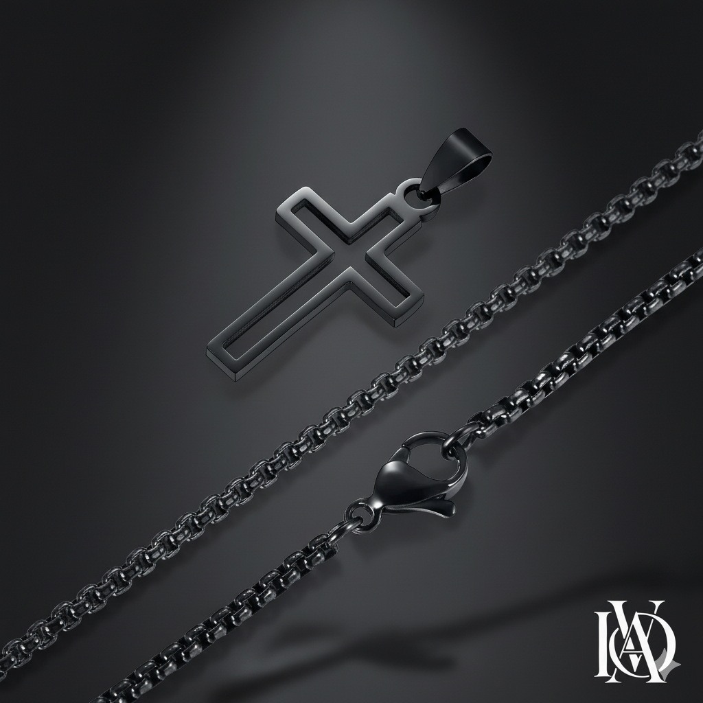 Colar Masculino - Pingente Cruz Vazada