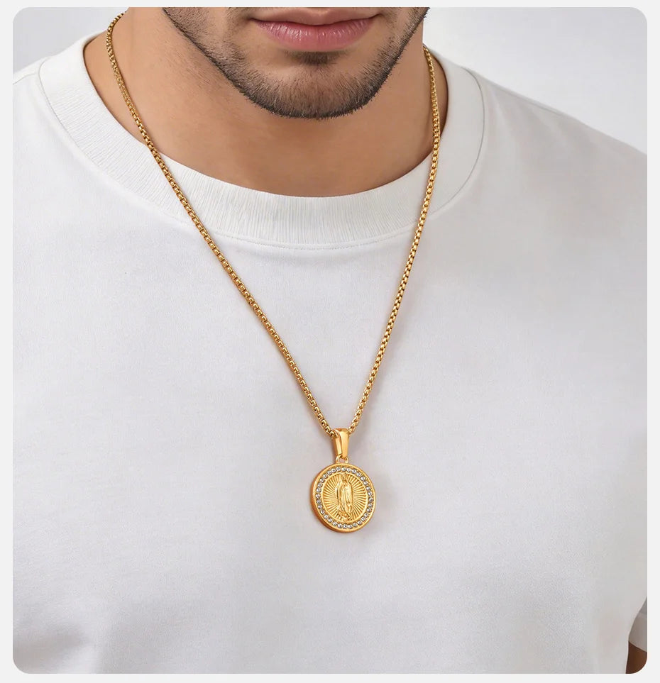 Colar Masculino Aço Inox - Nossa Senhora de Guadalupe