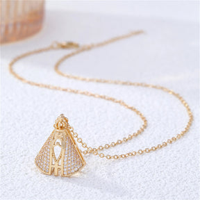 Colar Nossa Senhora Aparecida - Dourado e Branco