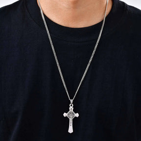 Colar Aço Inox - Crucifixo Medalha de São Bento