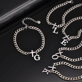 Pulseira Aço Inox - Cruz com Letra Inicial