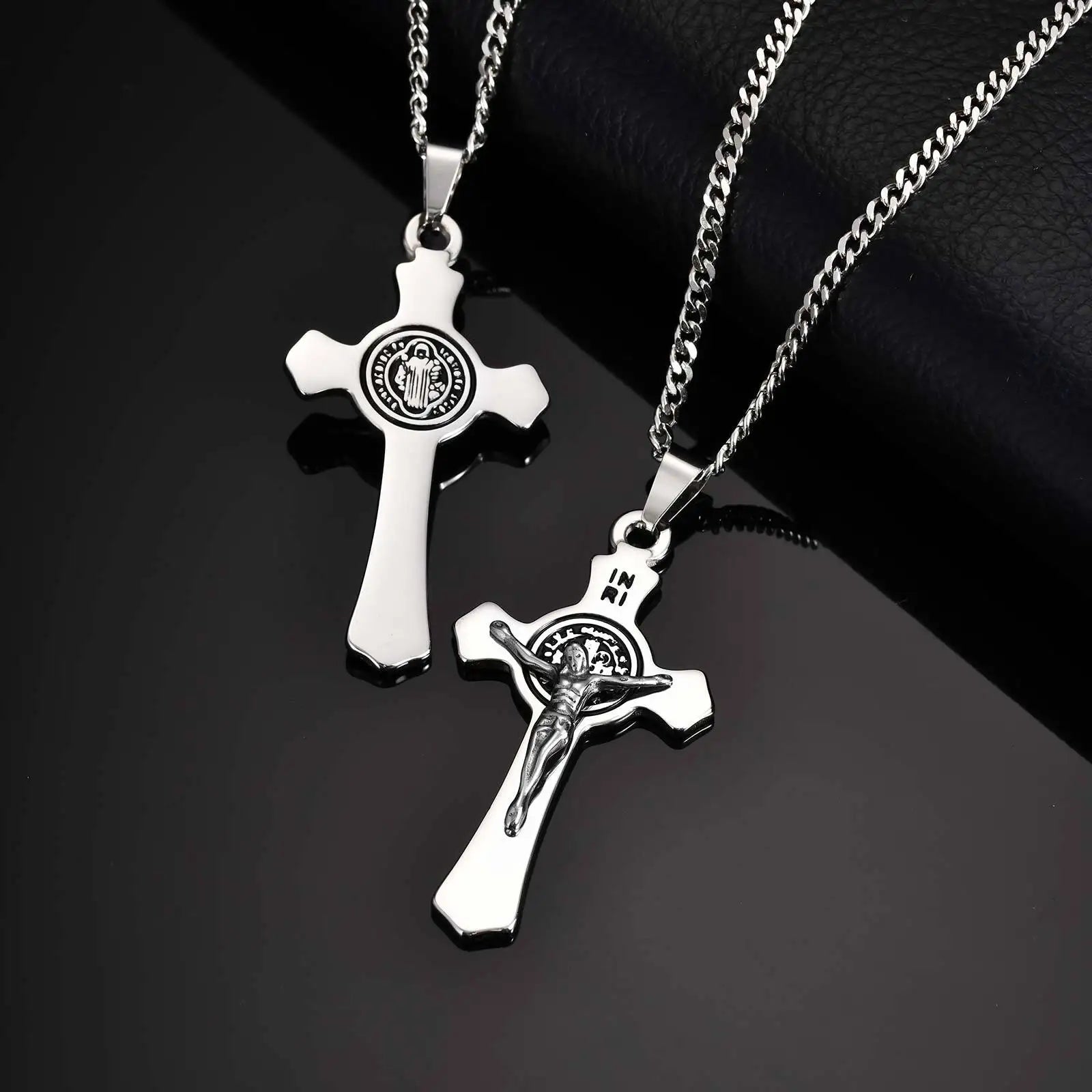 Colar Aço Inox - Crucifixo Medalha de São Bento