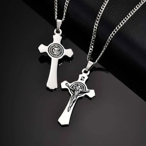 Colar Aço Inox - Crucifixo Medalha de São Bento