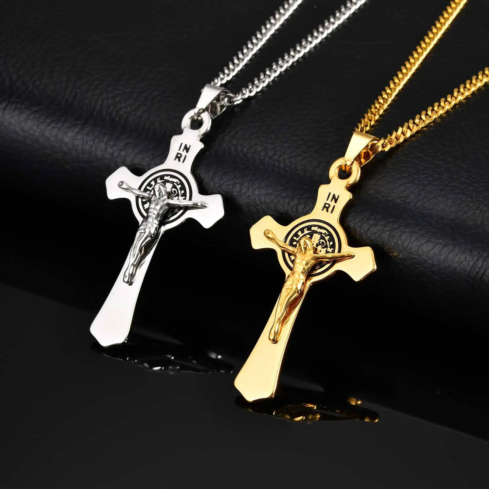 Colar Aço Inox - Crucifixo Medalha de São Bento