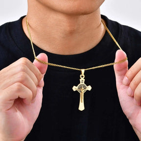 Colar Aço Inox - Crucifixo Medalha de São Bento