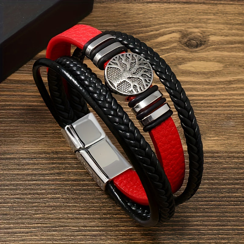 Pulseira de Couro Magnética - Árvore dos Nove Reinos