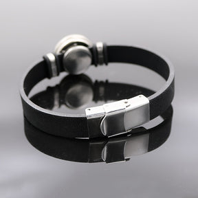 Pulseira de Couro - Medalha de São Bento - Fina