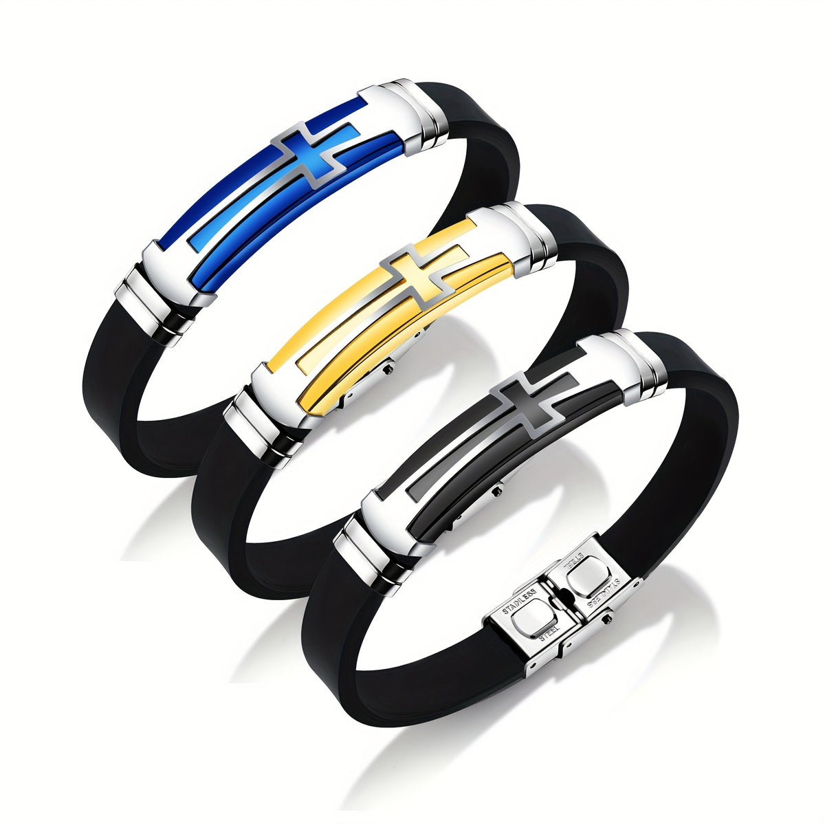 Pulseira de Couro - Cruz em Titânio