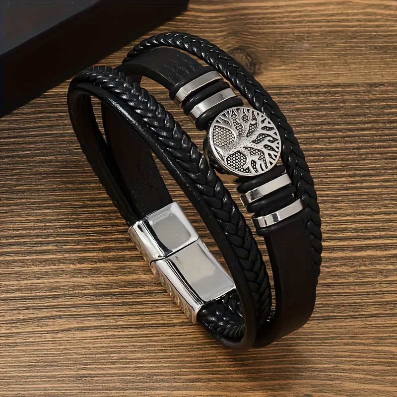 Pulseira de Couro Magnética - Árvore dos Nove Reinos