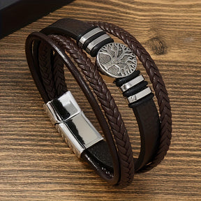 Pulseira de Couro Magnética - Árvore dos Nove Reinos