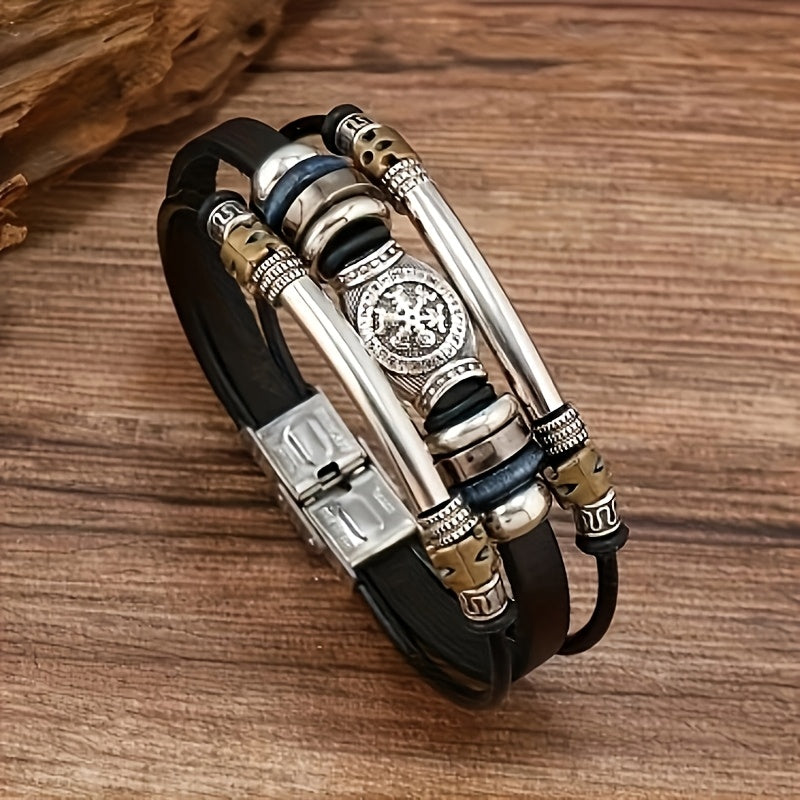Pulseira de Couro e Metal - Asgard